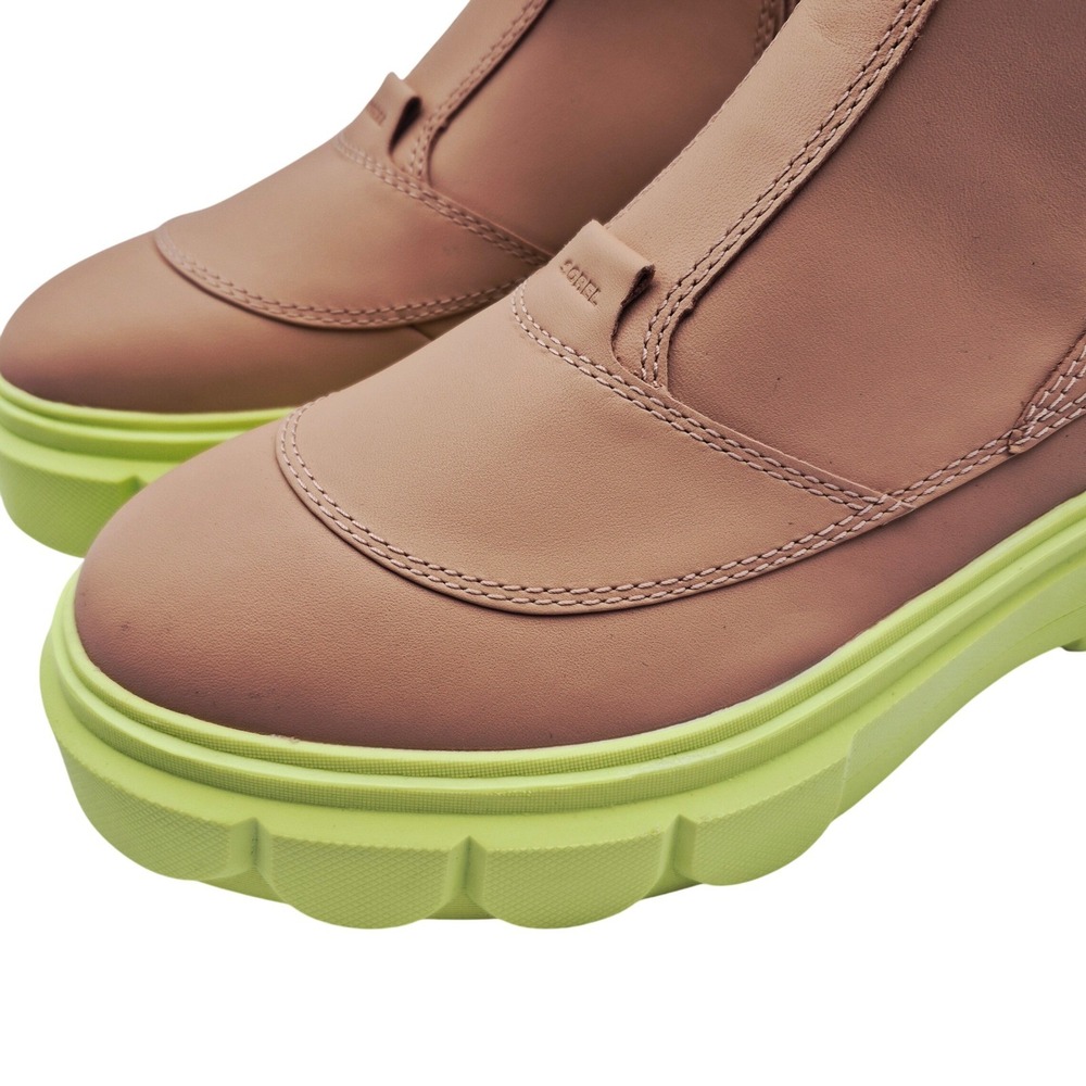 Sorel Caribou X Waterproof Platform Boots Chelsea Women's Size 10 Tan Lime Green - Picture 12 of 16